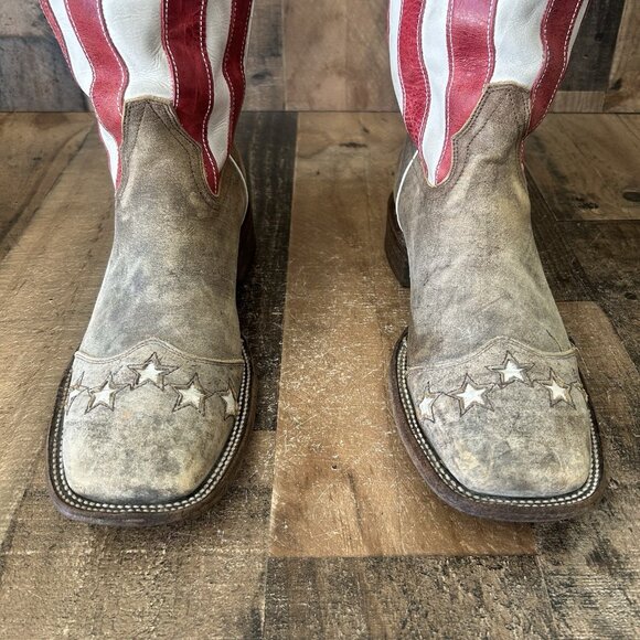 JB Dillon JBR2009 Square Toe Flag Suede Western Cowboy Boots Mens 11 EE - Picture 9 of 12